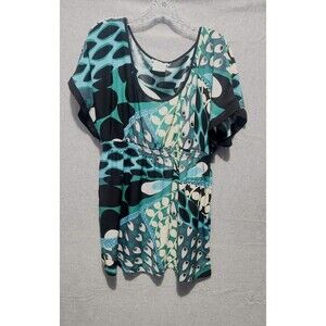 Matty M Blouse Multicolor  Blue Black Whate Size XL Elastic at the waist